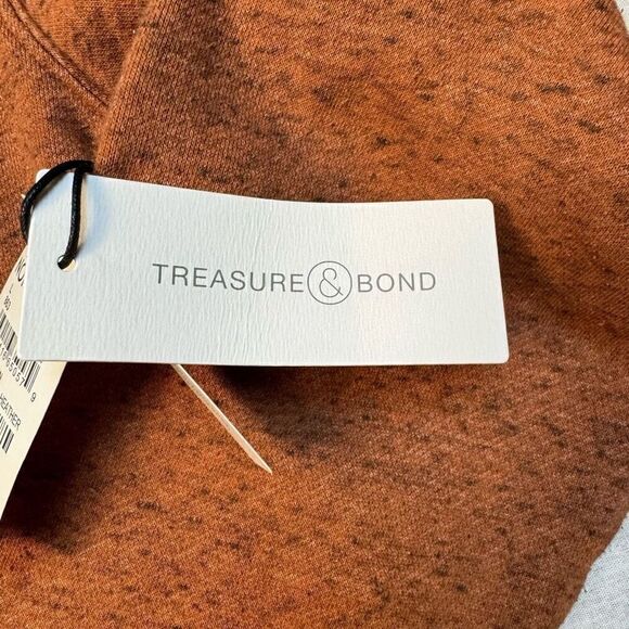 NWT Nordstrom Sweater Treasure & Bond Pullover Crew Neck Rust Heather Leather Sz - Picture 5 of 6